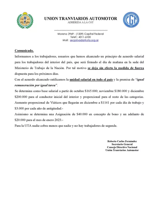 Comunicado UTA FATAP 24.10