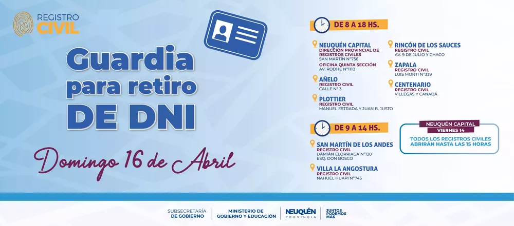 Registro Civil - Guardia 16 Abril